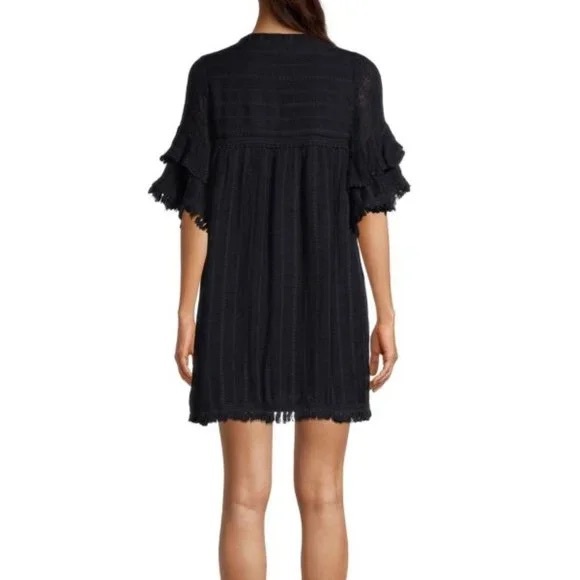 ALLISON NEW YORK Embroidered Shift Tunic Mini DRESS Size M Black NEW $245 - Picture 3 of 5